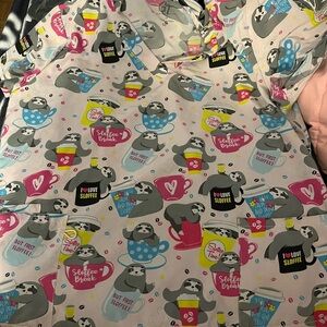 Pink and Gray sloth scrub top